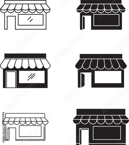Collection of six different storefront awning designs