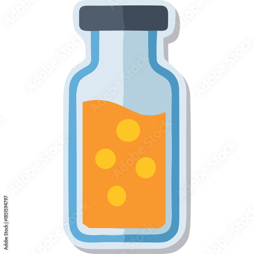 Orange Liquid Vial Icon - Medical, Science, and Health Symbol