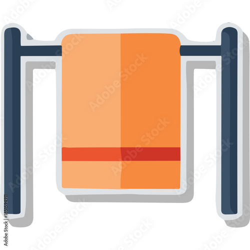 Orange Towel on a Dark Blue Rack Illustration