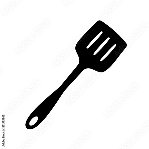 Black and white spatula kitchen utensil for cooking and food preparation