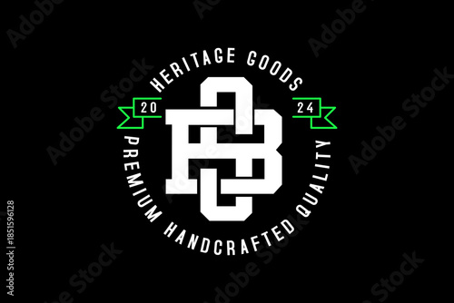 Vintage Monogram Logo Design Heritage Goods Premium Quality.