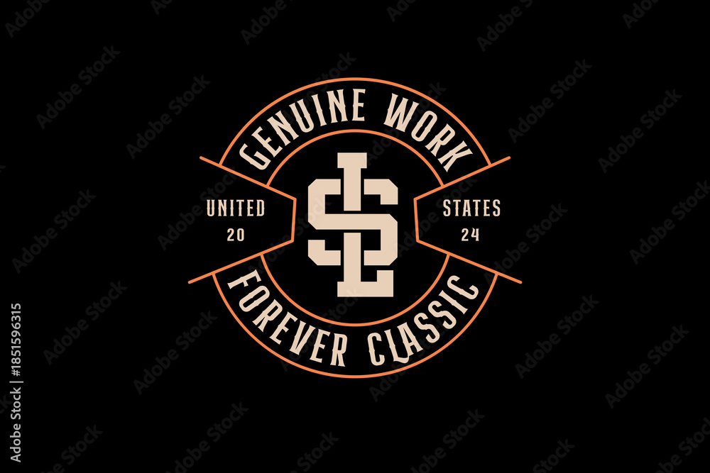 Fototapeta premium Retro Emblem with Intertwined Letters S and L.