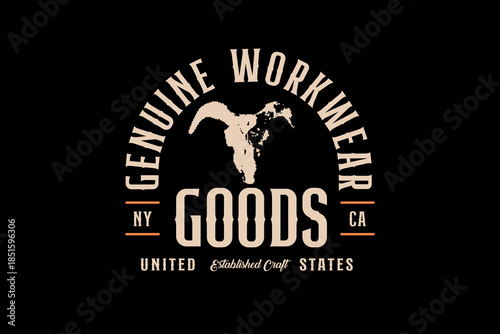 Genuine Workwear Goods Skull Logo Design.