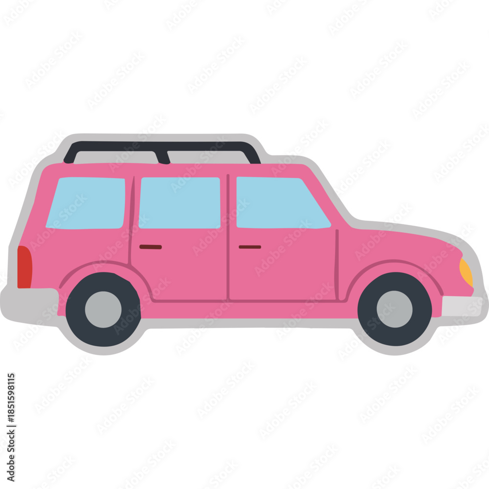 Fototapeta premium Pink SUV Car Icon with Roof Rack