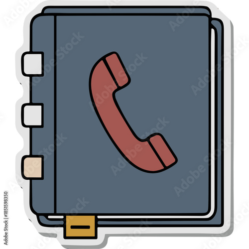 Phone Book Icon with Receiver - Contact List Symbol