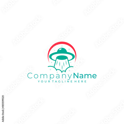 UFO logo, logo of an airplane from outer space, simple design