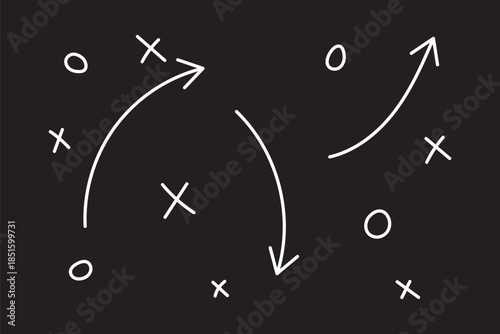 Soccer game strategy and tactic plan line icon. isolated on white and black background. vector illustration. EPS 10