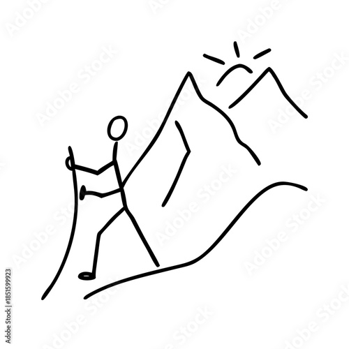 Hiker walking on a mountain trail in the daylight