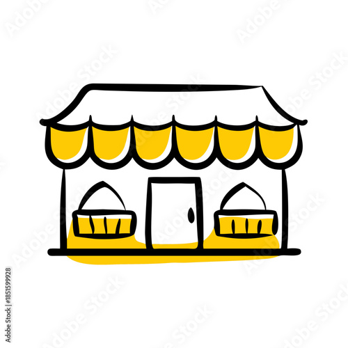 Illustration of a stylized yellow mouth with teeth