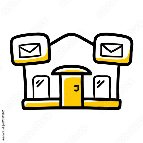 Minimalist Stylized Post Office Door with Abstract Lines