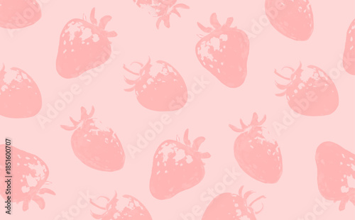 苺_シンプル手描き背景_横_一色ピンク背景