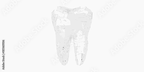 A detailed illustration of a human molar tooth with visible features