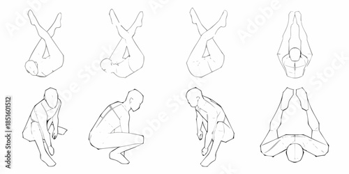 Dynamic human figure sketches showing various poses and perspectives for artists