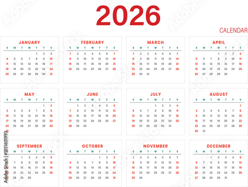 2026 Calendar Template – Annual and Monthly Planner with Clean Minimal Layout