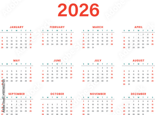 2026 Calendar Template – Annual and Monthly Planner with Clean Minimal Layout