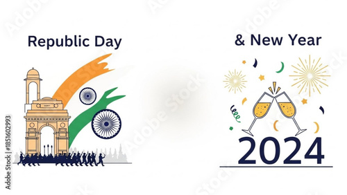 Celebrating Republic Day and New Year 2024 with Joyful Festivities and Patriotic Spirit in India