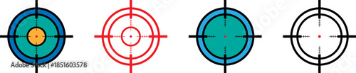 Collection of diverse target and crosshair icons for aiming and precision illustration