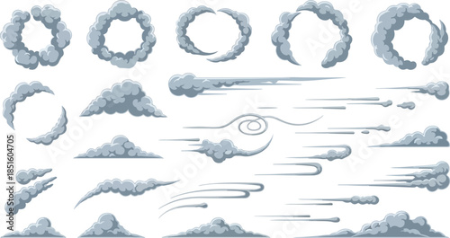 Set of Cartoonish Smoke and Cloud Elements for Motion and Effects steam vapor