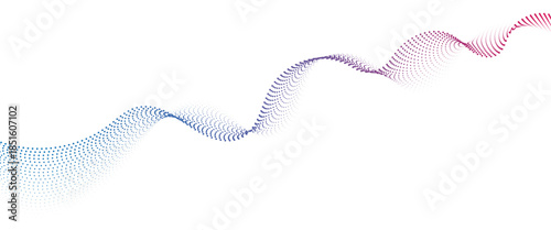 Flowing Dot Wave halftone gradient pattern on transparent background	
