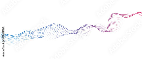 Flowing Dot Wave halftone gradient pattern on transparent background	
