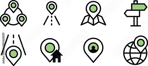 Icon Collection Pin Location Map, point, locale, venue, location, spot for Web Design, Mobile Apps, and Graphic Element