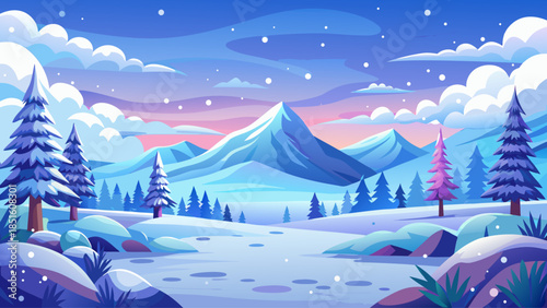 Empty panoramic winter background with wide copy space, featuring a minimal snowy landscape under a soft sky, ideal for seasonal banners, holiday designs, and clean visual compositions