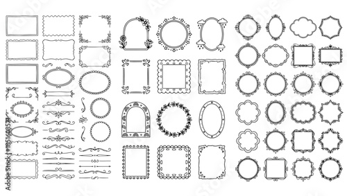 Vintage Ornamental Frame Collection, Decorative Borders and Labels Set, ornamental frame set, vintage decorative frames, classic border collection, retro label frames, black and white frames,