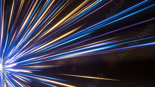 Illuminating Acceleration: A dynamic display of light streaks, bursting forth with vibrant energy and capturing a sense of rapid movement and technological advancement.