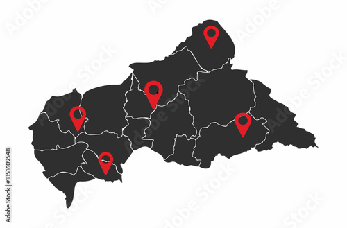 central african republic map on white background map 