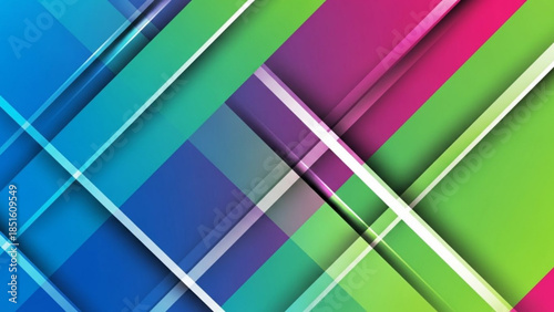 Geometric Symphony of Colors: Dynamic composition of layered colored shapes, with sharp edges and subtle shadows, which create vibrant abstract art. 