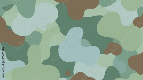Camouflage Pattern Illustration: An eye-catching camouflage pattern created with a palette of organic, abstract shapes in subdued tones.