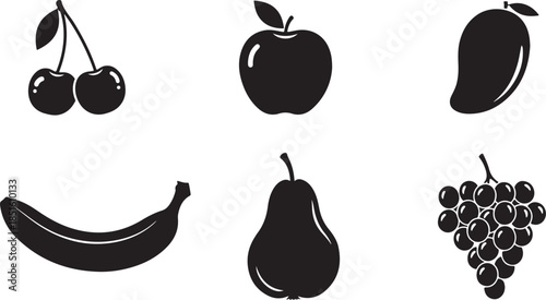A healthy set of fresh fruits and vegetables featuring a ripe apple, banana, and lemon design as a sweet cartoon vector icon illustration for nature and diet symbols