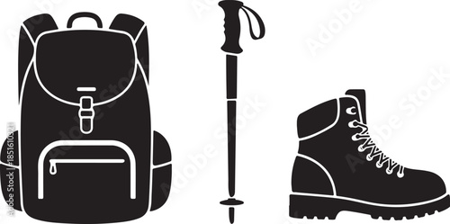 Set of Campaign leisure bags boots vector icons illustration