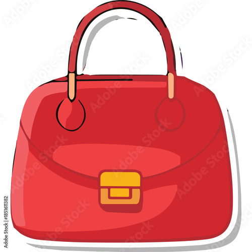 Red Handbag Icon - Fashion Accessory Vector Graphic