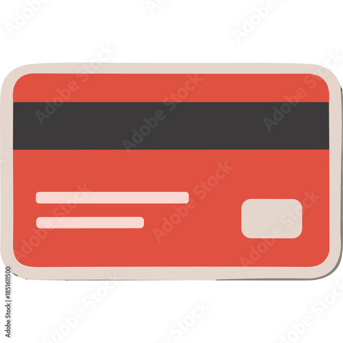 Red Credit Card Icon with Magnetic Stripe