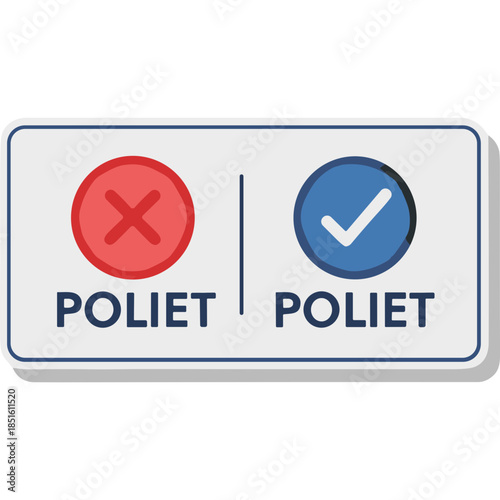 Red Cross and Blue Checkmark Icons with Text 'POLIET'