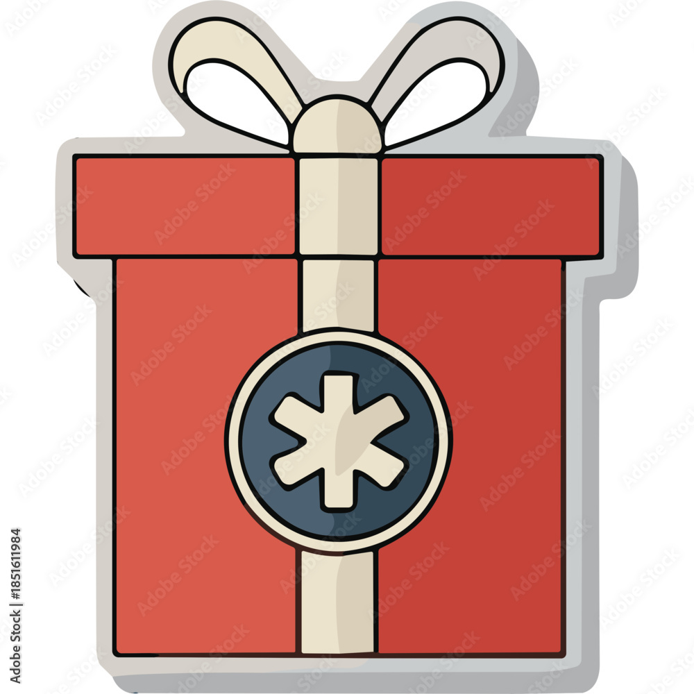 Obraz premium Red Gift Box with Medical Star of Life Symbol