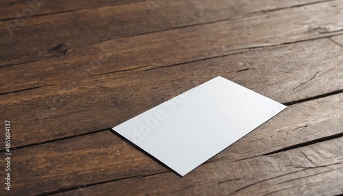 Blank White Card on Rustic Wooden Table Setup for Creative Photography and Design Purposes
