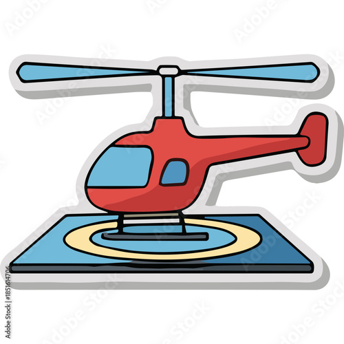 Red Helicopter Landing Pad Icon Sticker