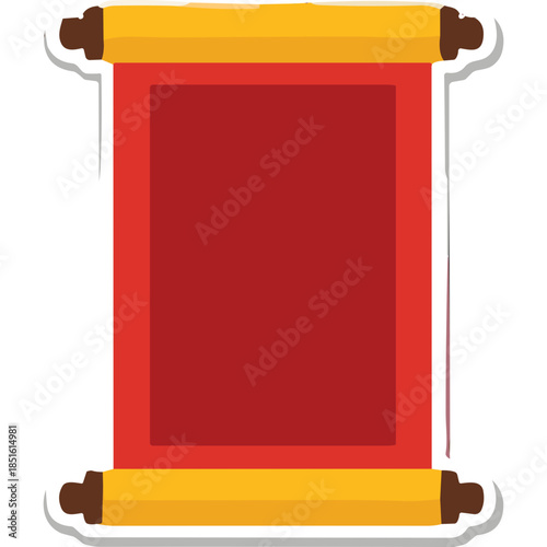 Red Scroll Banner with Yellow Ends