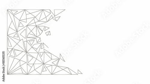 Geometric Low Poly Wireframe Letter L Shape.