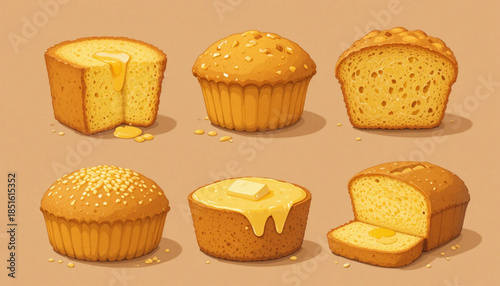 Flat colored cheesecake illustration 