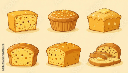 Flat colored cheesecake illustration 