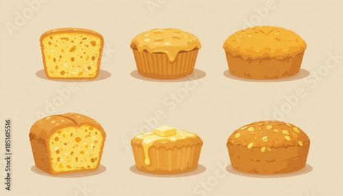 Flat colored cheesecake illustration 