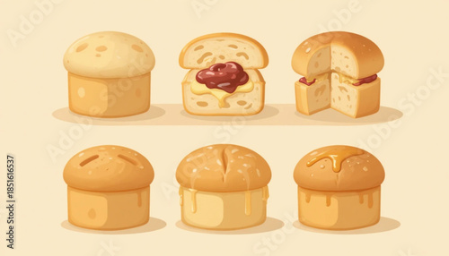 Flat colored pancake icon illustration on plain background 