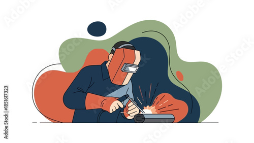 Welder at Work A Focused Illustration of Industrial Craftsmanship.