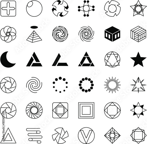 Collection of geometric and astrological symbols