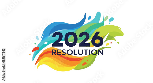 Colorful abstract design featuring the year 2026 and the word resolution in bold text