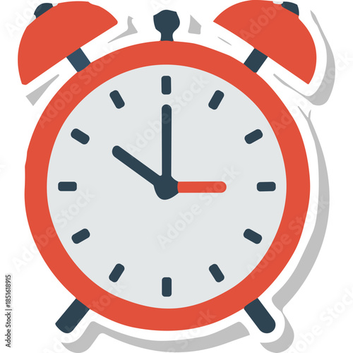 Retro Red Alarm Clock Icon - Time Management & Wake Up Call