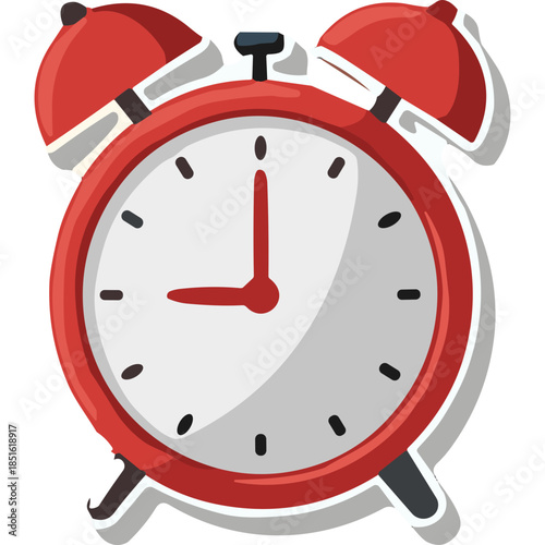 Retro Red Alarm Clock Illustration - Time Management Icon